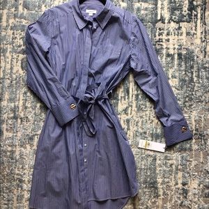 NWT, Calvin Klein Nautical, Blue and White Striped Shirt dress.